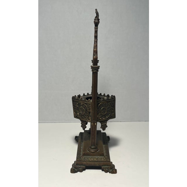 Antique Ornate Bronze Gothic Censer Religious Incense Burner For Sale - Image 4 of 8