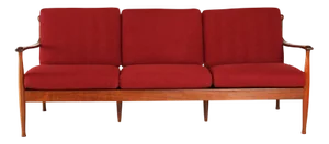Mid-Century Danish Rosewood 3-Seater Sofa with Red Wool Upholstery, 1960s