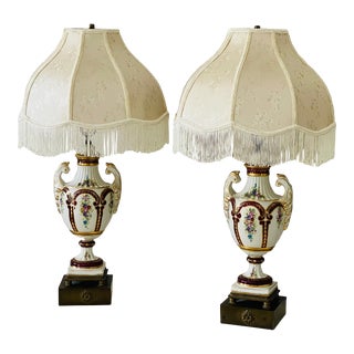 Antique French Regency Porcelain Urn Lamps For Sale