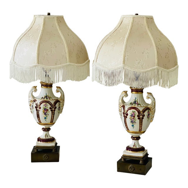 Antique French Regency Porcelain Urn Lamps For Sale