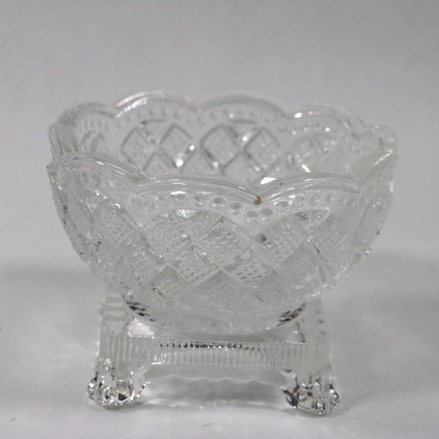 Mid 20th Century Fostoria Salt Cellars With Antique Heart Motif Sterling Silver Salt Spoons - Set of 4 For Sale - Image 9 of 14