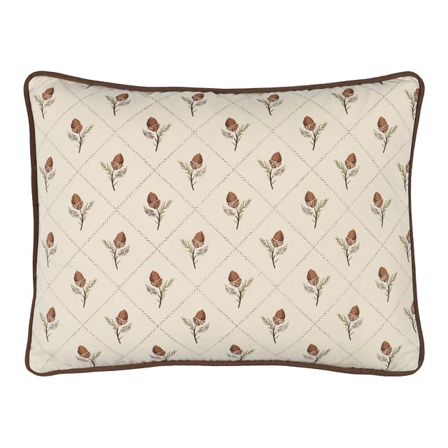 Schumacher Holden Hand Print 16" Lumbar Pillow In Cream For Sale