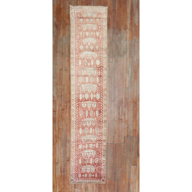 Early 20th Century Zabihi Collection Whimsical Red Turkish Fine Narrow Runner For Sale - Image 5 of 12