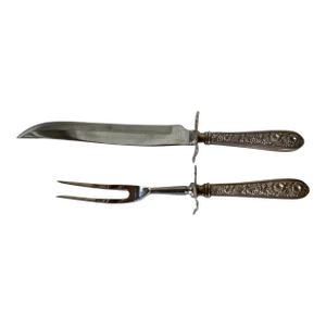 Sterling Silver Art Nouveau Carving Set by Steiff, c.1900 - Repousse Pattern