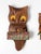 Brown Mid-Century Carved Wood Owl Wall Hangings Set For Sale - Image 8 of 9