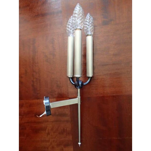 1950s Mid-Century Modern Three-Flame Wall Lamps, 1950s, Set of 2 For Sale - Image 5 of 10