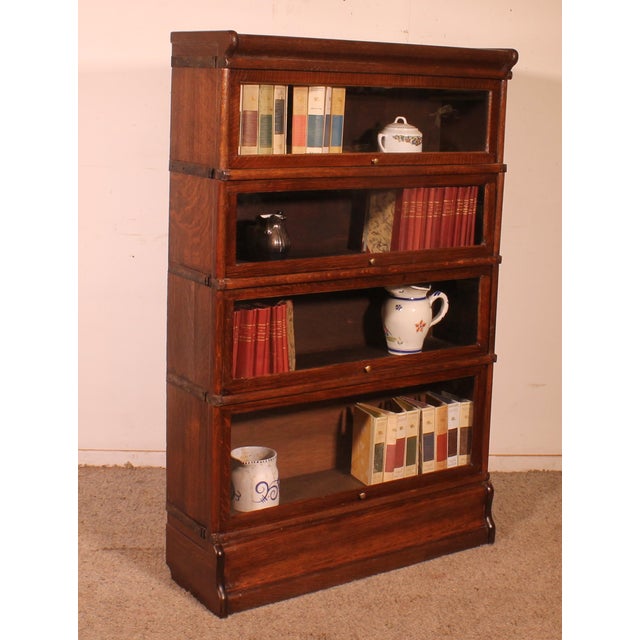 Modular Bookcase in Oak from Globe Wernicke, 1890s, Set of 4 For Sale - Image 11 of 11
