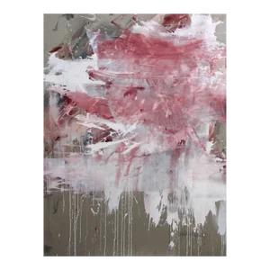 Contemporary Abstract Acrylic/Mixed Media on Linen Painting "Pink Noise" by Daniela Schweinsberg