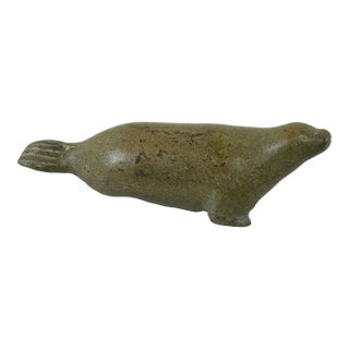 Mid-Century Inuit Soapstone Carving of a Seal For Sale