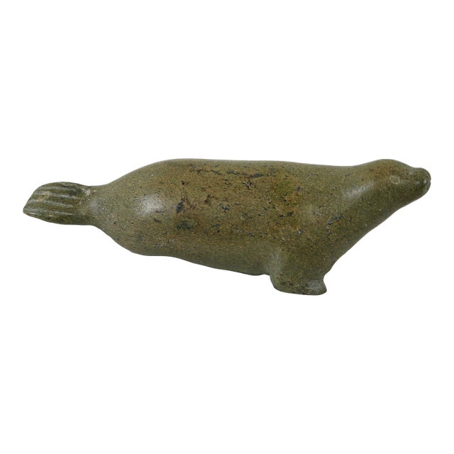 Mid-Century Inuit Soapstone Carving of a Seal For Sale