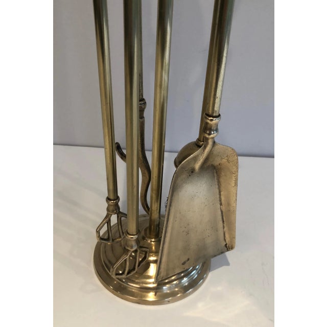 Circa 1970s French Neoclassical-Style Brass Duck Heads Fireplace Tool Set- 5 Pieces For Sale - Image 6 of 13