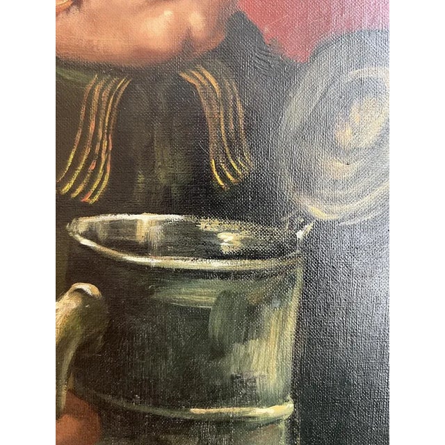 I. Tomig, L'homme et la chope de bière, Oil on Canvas, Framed For Sale - Image 6 of 12