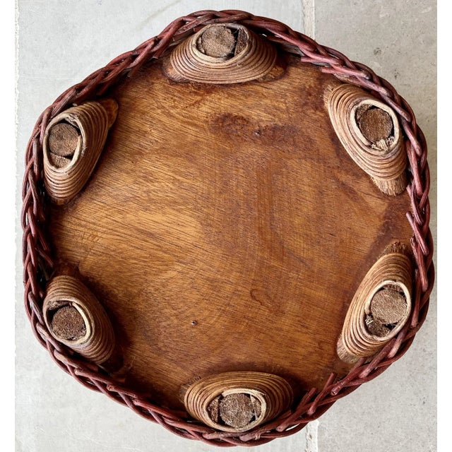 Stylish Late 20th-Century Rattan & Willow Pedestal Base Basket Cachepot For Sale - Image 11 of 12