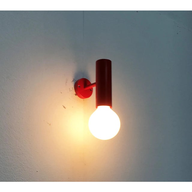 Mid-Century Modern Minimalist Red Wall Lamps, Set of 2 For Sale - Image 12 of 18