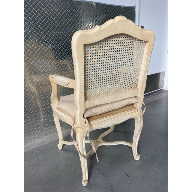 French Louis XV Style Painted Cane Back Dining Chairs With Carved Frames & Cabriole Legs – Set of 6 For Sale In Naples, FL - Image 6 of 18