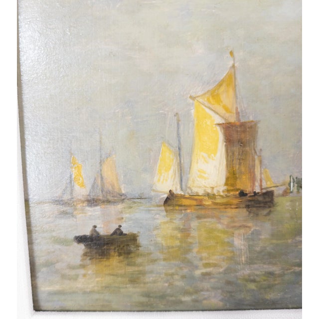 Wood Dutch Oil Painting on Wood Panel by Paul Jean Clays For Sale - Image 7 of 13