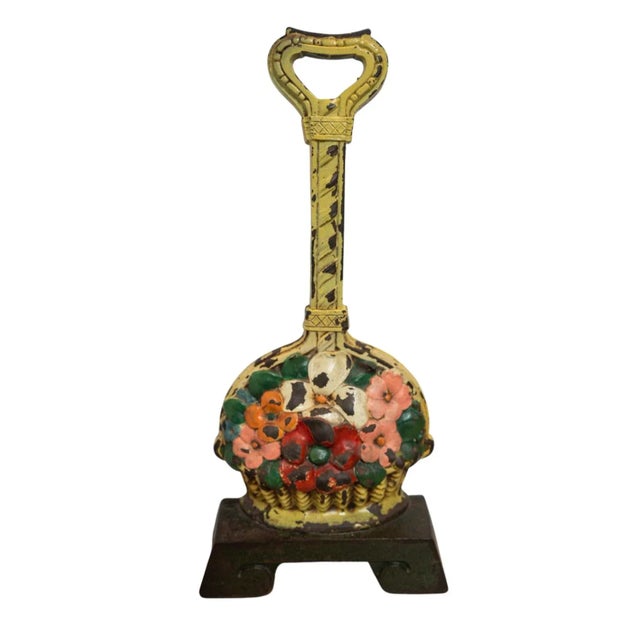 Metal Early 20th Century The Judd Manufacturing Company Cast Iron Painted Doorstop #1260 Dogwood Flowers For Sale - Image 7 of 7