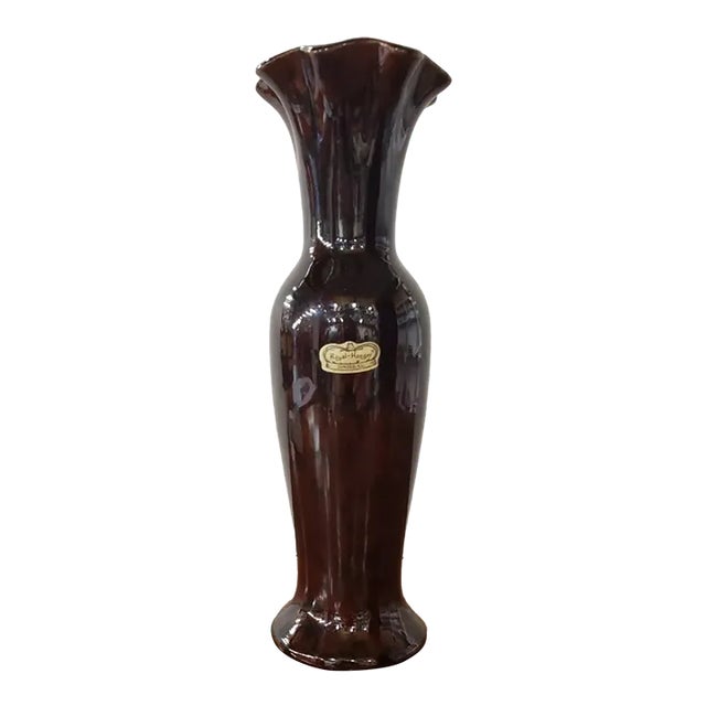 Mid Century Royal Haeger Brown Glaze Black Spotted Vase For Sale