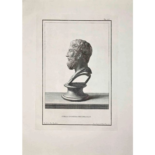 Profile of ancient roman bust, form the series "antiquities of herculaneum", is an original etching on paper realized by...