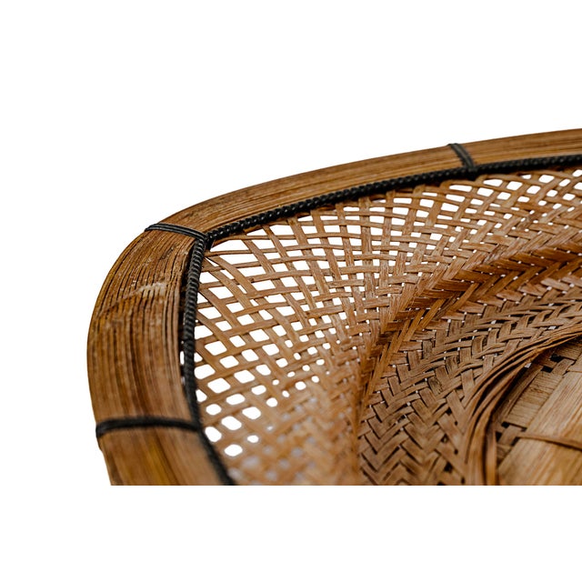Mid 20th Century Vintage Handcrafted Philippines Woven Bamboo & Rattan Serving Tray For Sale - Image 5 of 9