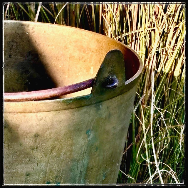 Large Brass Bucket Antique 19th Century Spun Fireside Kettle With Forged Iron Handle For Sale - Image 4 of 11