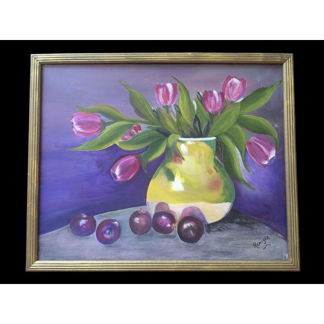 Vintage Original Still Life Floral Painting Framed For Sale In Charlotte - Image 6 of 12
