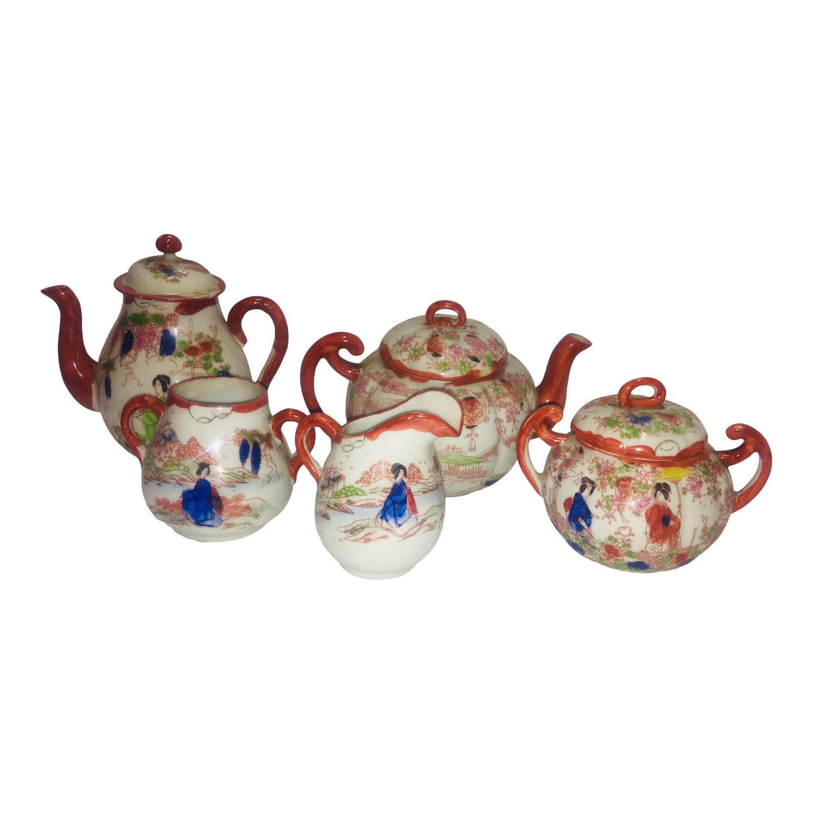 Vintage 1960s Japanese Imari Porcelain Tea Set 5 Pieces Chairish