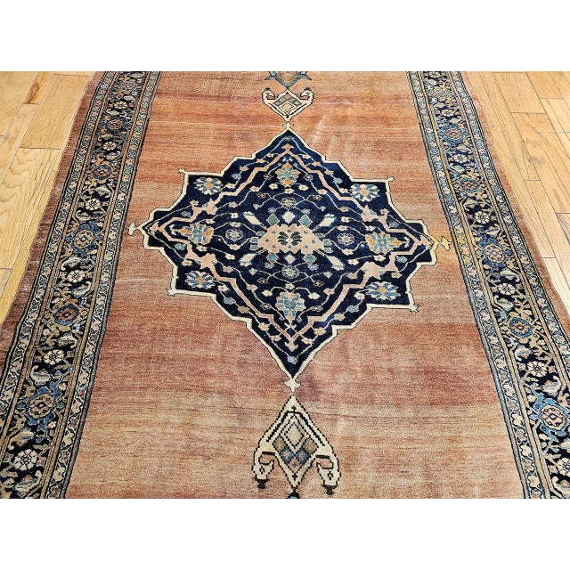 19th Century Persian Bidjar Gallery Rug, Hand-Knotted Wool, Geometric Pattern, Brick-Red & Navy,7x15 For Sale - Image 10 of 16