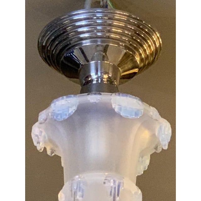 Art Deco Cascade Opalescent Frosted Glass Chandelier by Jean Gauthier for Ezan, 1930s For Sale - Image 11 of 18