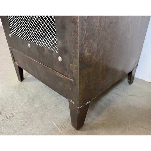 Wood Industrial Iron Cabinet with Mesh Door, 1960s For Sale - Image 7 of 15