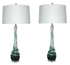 Vintage Murano Glass Lamps Green