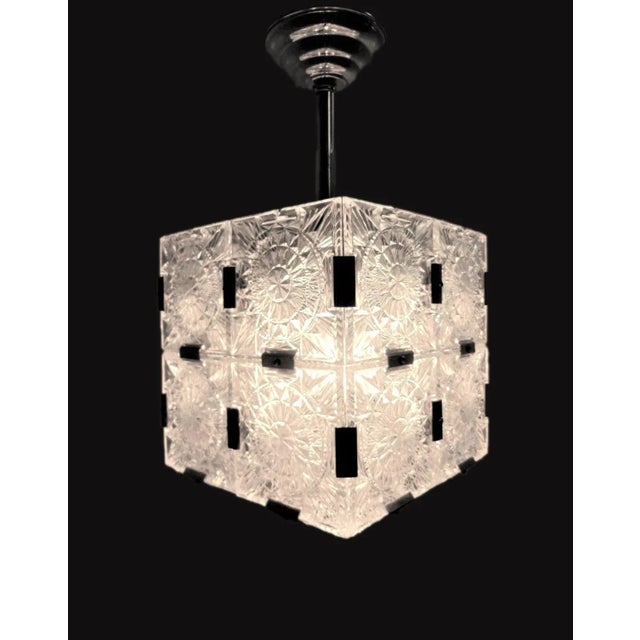 Original Cut Glass With Nickeled Clips Box Cube Pendant Lights - Set of 3 For Sale In New York - Image 6 of 12