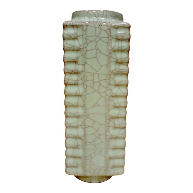 Early 20th Century Chinese Porcelain Guan Yao Cong Vase For Sale