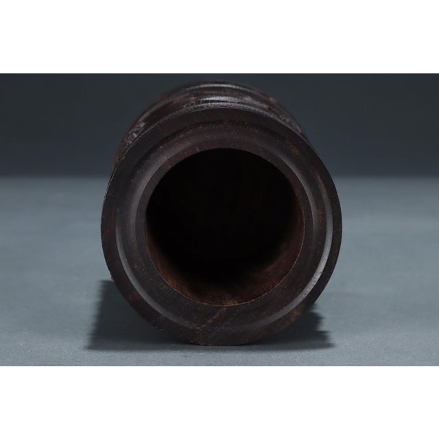 Hand-Carved Agarwood Brush Pot With Mandarin Duck Water Motif For Sale - Image 4 of 8