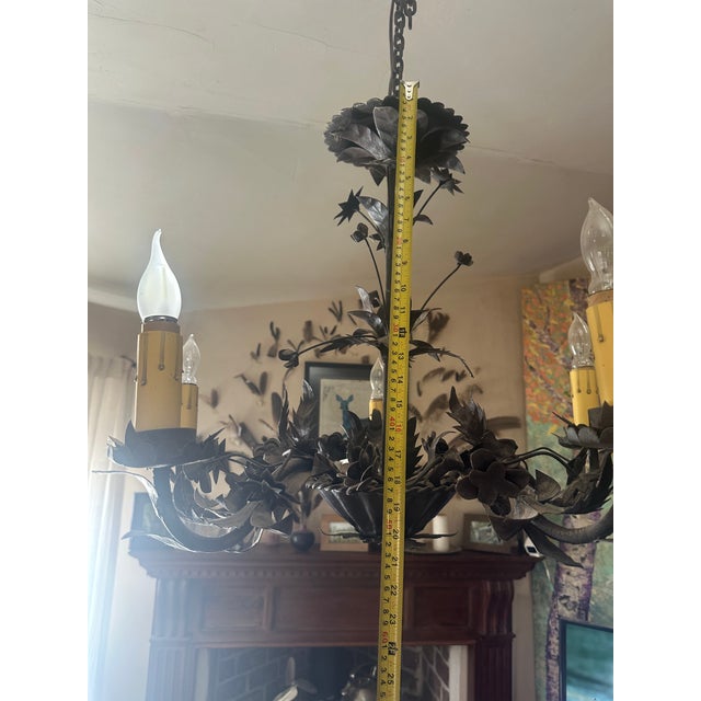 Early 20th Century Ornate Leaf Gilt Iron Chandelier For Sale - Image 10 of 10