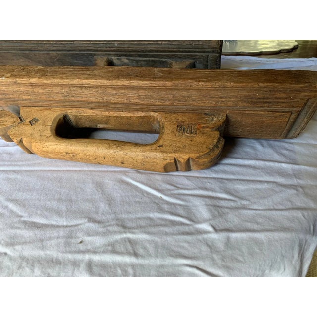 Brown Antique Mediterranean Spanish Teakwood Concrete Floats Can Be Fun Door Pulls - Set of 2 For Sale - Image 8 of 11