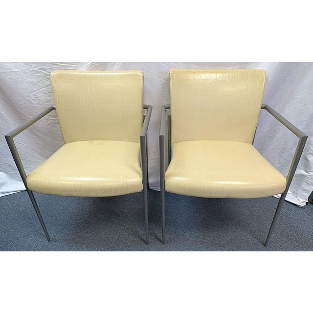 Hickory Business Furniture Faux Croc and Metal Office Chairs - A Pair For Sale - Image 11 of 18