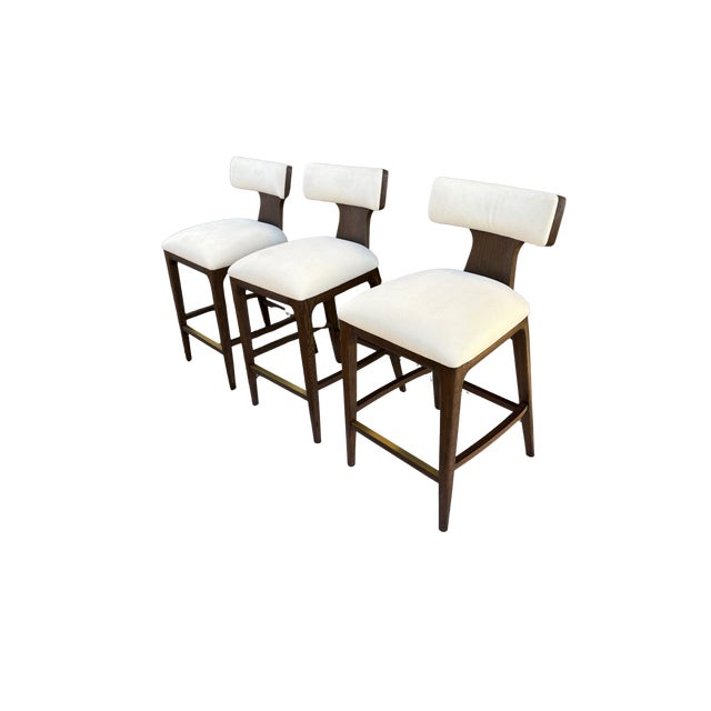 Rh Ligné Fabric Counter Stools — Set of 3 For Sale - Image 9 of 15