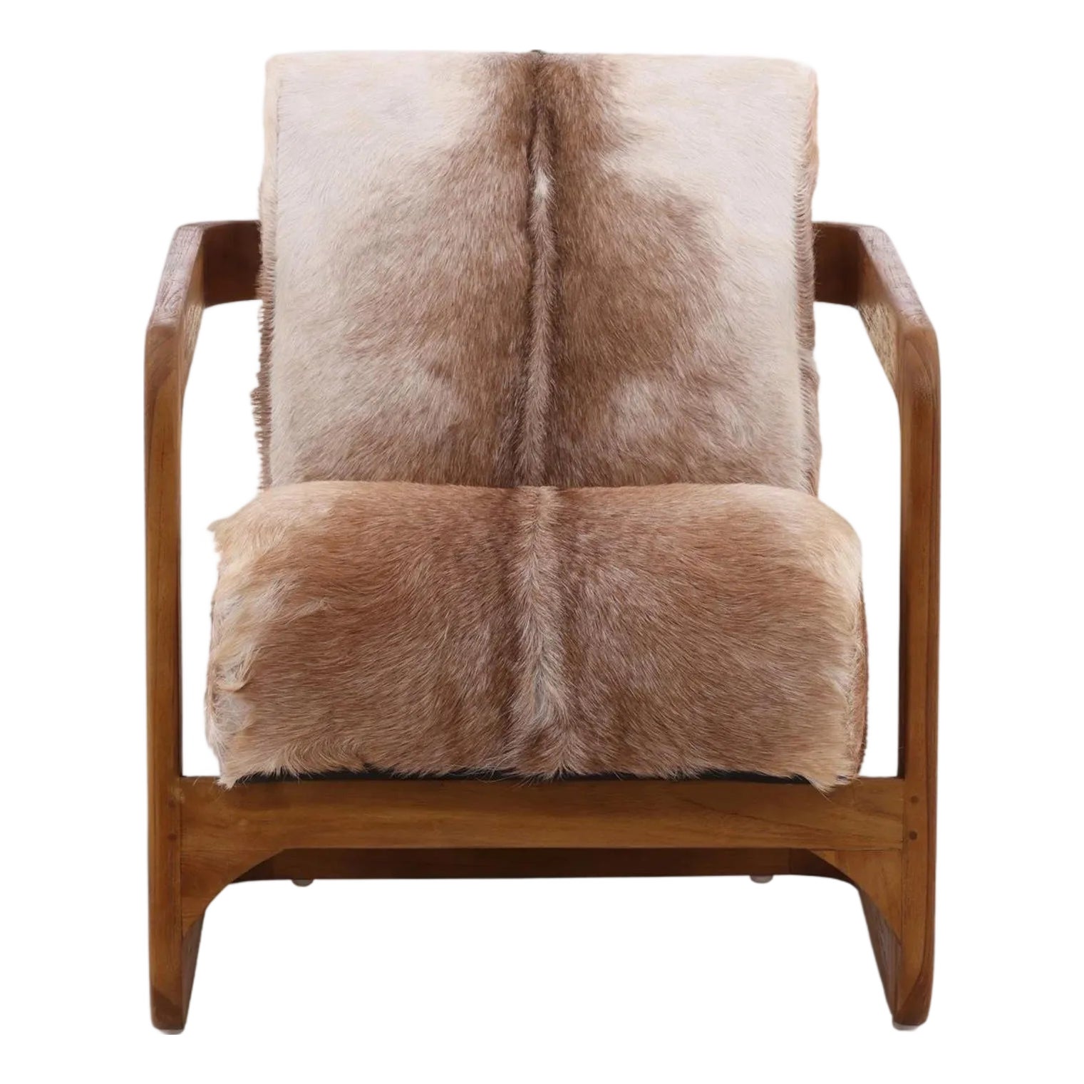 Teak & Hide Arm Chair | Chairish