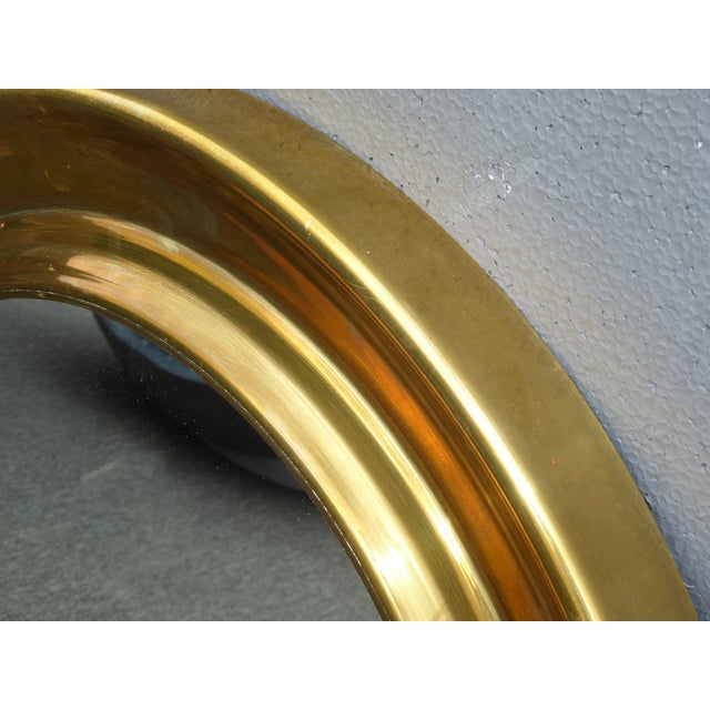 Vintage Mid-Century Modern Round Solid Brass Mirror | Chairish