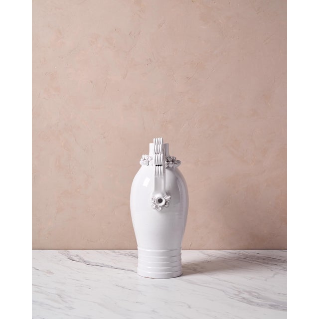 2020s Italian Ceramic Vase "Marria" by Valentina Cameranesi & Walter Usai in White For Sale - Image 5 of 11