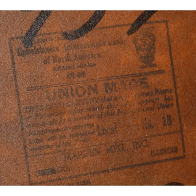 Pair 1970s Marden Walnut & Leather Mid-Century Modern Parson Style Side Tables For Sale - Image 13 of 15