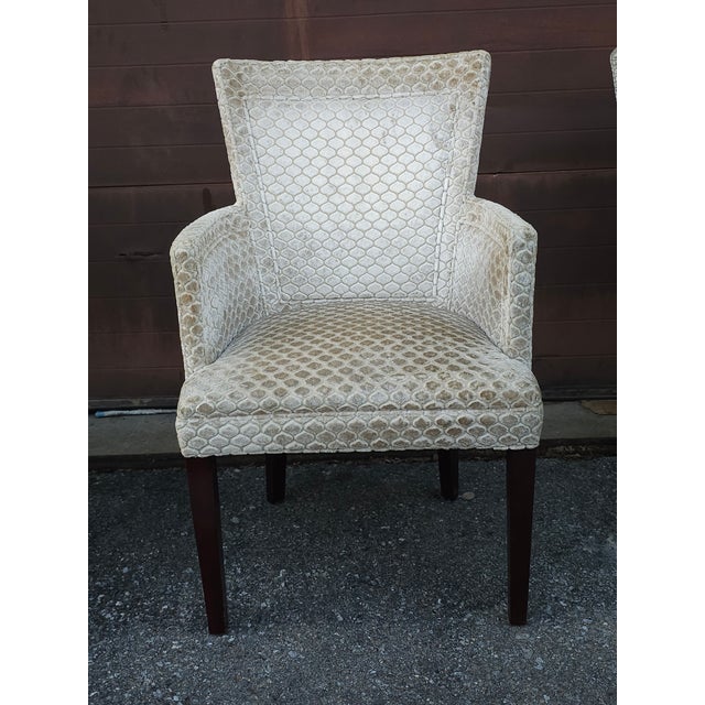 Wood Late 20th Century Pair Hickory Chair Mto Zoffany Ocelot Velvet Upholstered and Walnut Armchairs For Sale - Image 7 of 11