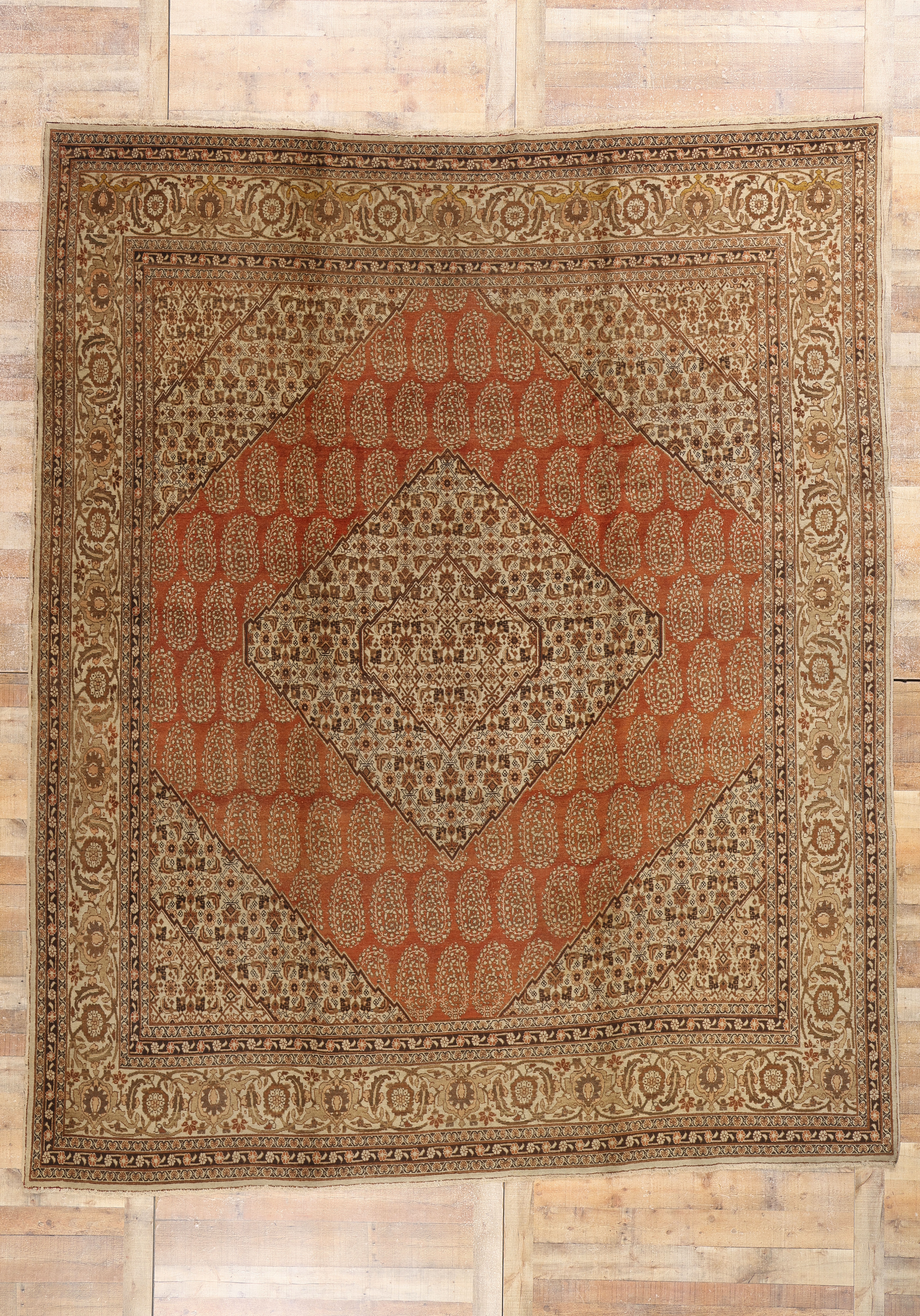 Late 19th Century Haji Khalili Persian Tabriz Rug, 10'00 X 12'02 For Sale - Image 9 of 9