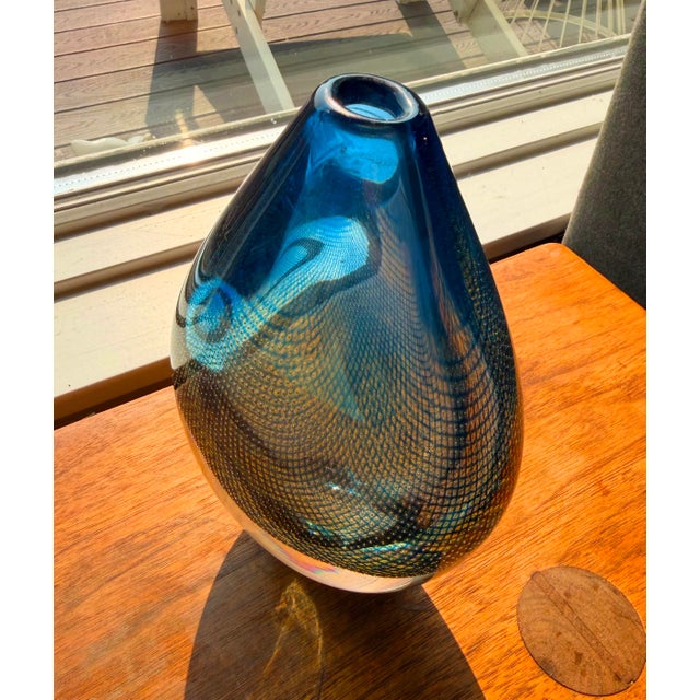 Mid-Century Modern Midcentury Vintage Glass Vase Sven Palmqvist Produced by Orrefors in Sweden Signed For Sale - Image 3 of 7