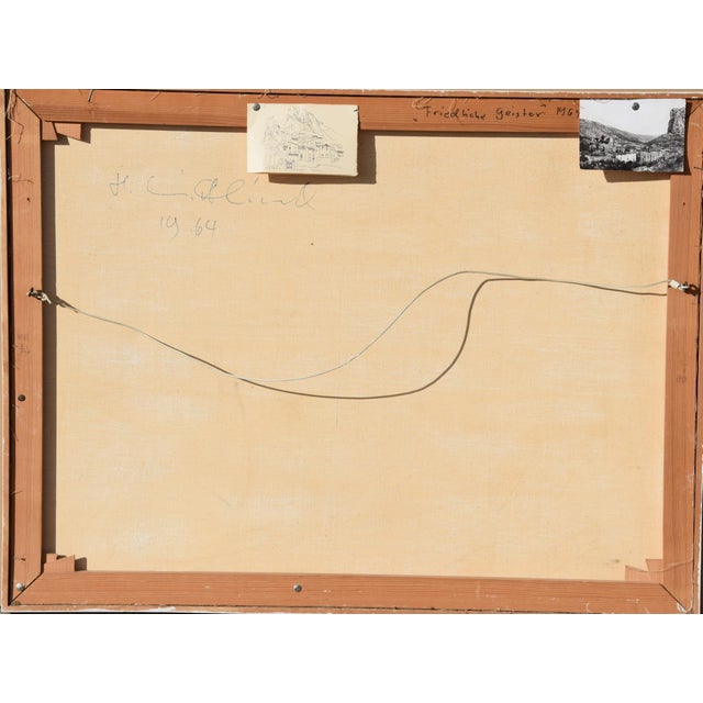 Black Hermann Schmidt-Schmied, Peaceful Spirits, 1964, Oil Painting on Canvas, Framed For Sale - Image 8 of 10