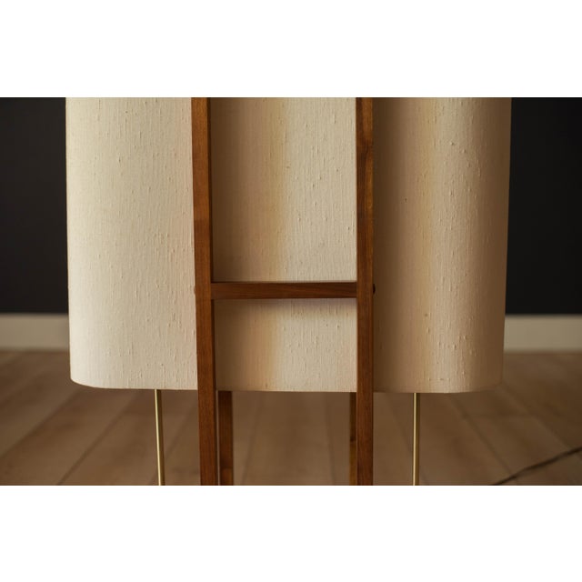 Mid Century Modern Sculptural Walnut and Brass Standing Floor Lamp For Sale In Monterey, CA - Image 6 of 18