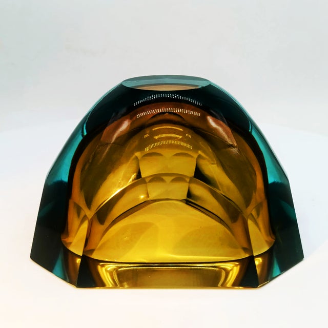 Turquoise Vintage Italian Multifaceted Geode Ashtray in Murano Glass by Flavio Poli for Seguso, 1960s For Sale - Image 8 of 9
