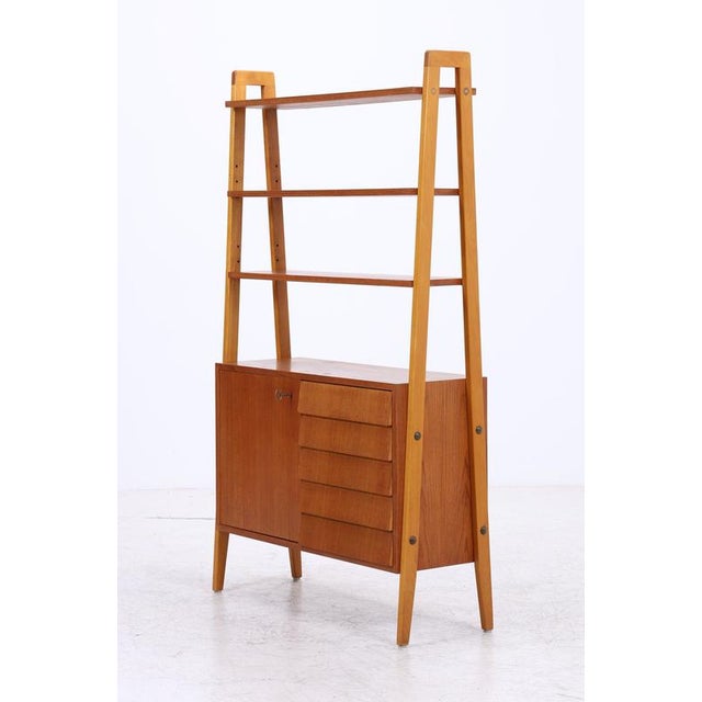 Mid-Century Teak Bookshelf with 5 Drawers and Door For Sale - Image 17 of 18