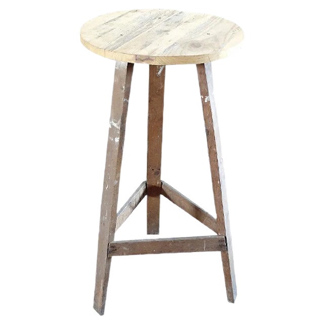 Antique Industrial Fir Side Table For Sale